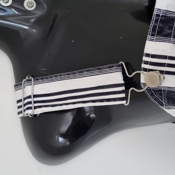 French star overalls, vintage, 90's,blue denim look & white stripes, size L - Picture 7 of 13